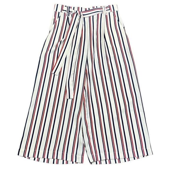 Zara Trafaluc Collection Cropped Wide Leg Striped America Pants Medium - Picture 2 of 12